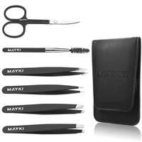 MAYKI Eyebrow Tweezers Set 6 PCS, Professional Stainless Steel Eyebrow Tweezers Kit for Women/Men, Great Precision Tweezers S...