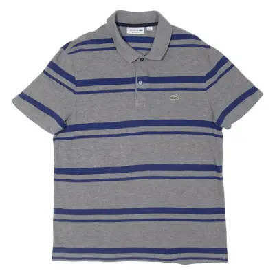 LACOSTE Mens Polo Shirt Grey Striped M