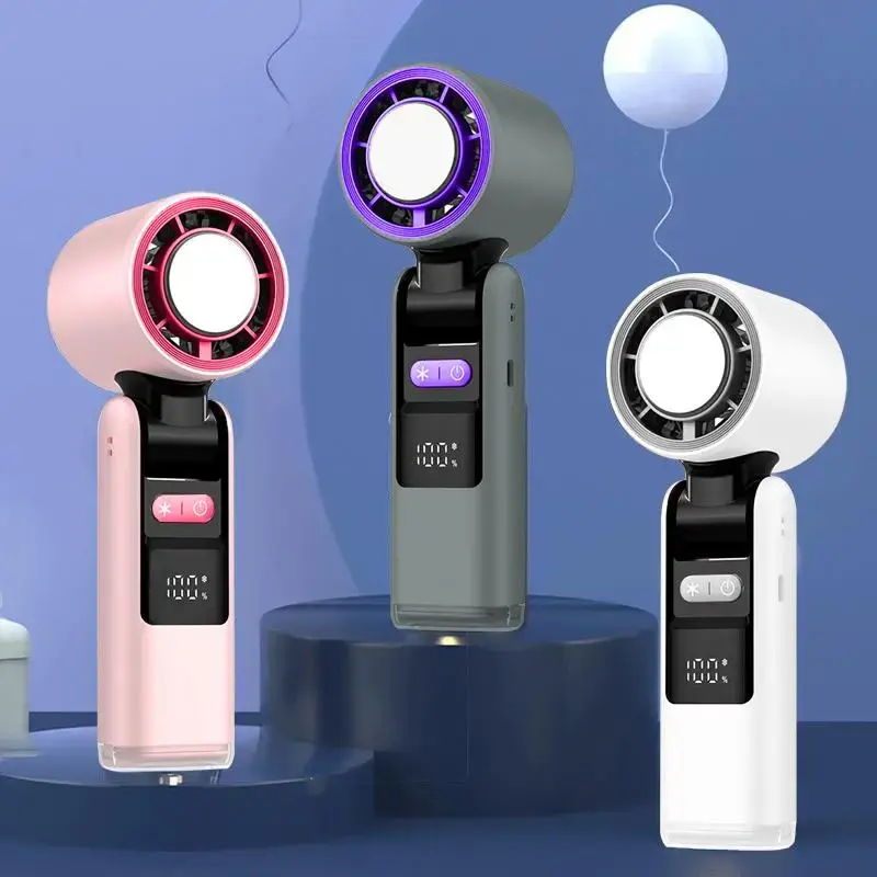 Handheld Turbo Fan Foldable Personal Fan, 5 Gear Wind Mini Air Cooler Fan Rechargeable Handheld Fan with Air Turbo Tech Cooli...