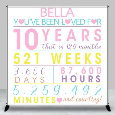 Simple Heart Time Day Custom Anniversary Backdrop - Aperturee