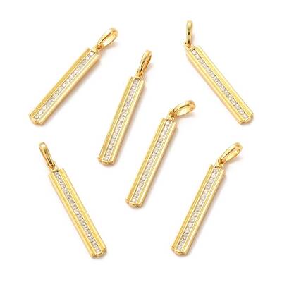 Brass Micro Pave Clear Cubic Zirconia Pendants