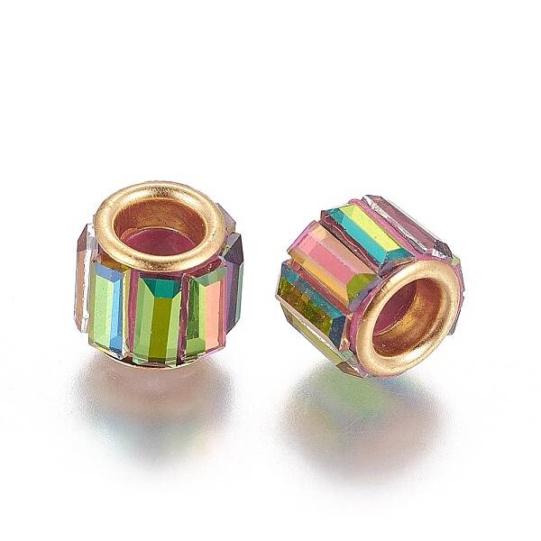 Brass Cubic Zirconia European Beads