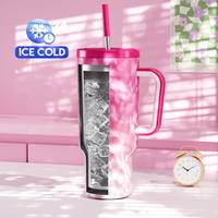 【MEOKY】 Large-Capacity Stainless Steel Handle Cup Is Equipped With a Stainless Steel Straw, And The Cup Lid Is Equipped W...