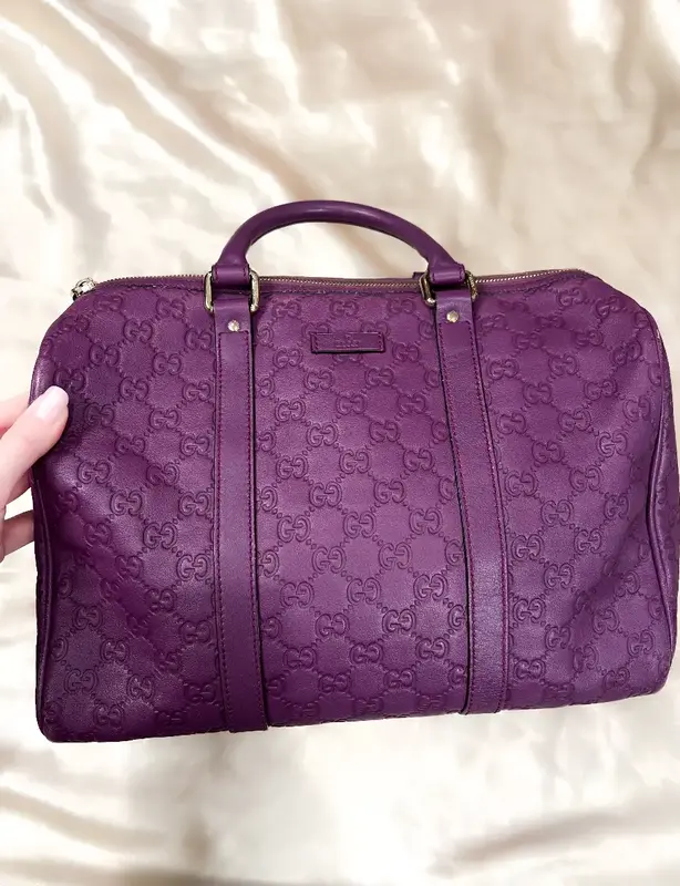 Pre-owned GUCCI Leather Crossbody Bags Guccissima Purple Boston Bag