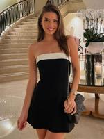 Women's Colorblock  Strapless   Dress, Fashion Casual Sleeveless Short Tube Dress for Party Club Holiday, Ladies Summer Cloth...