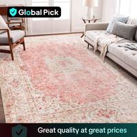 Boho-Style Area Rug, 1 Count Vintage Non-slip Washable Rug, Decorative Carpet for Home Living Room Bedroom Kitchen Entrance,...