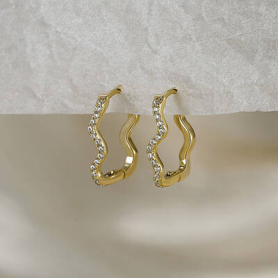 925 Sterling Silver Wavy Hoop Earrings