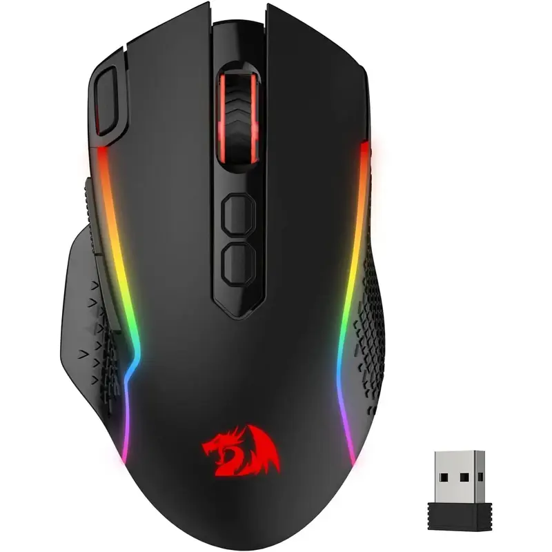 Redragon M810 Pro Wireless Gaming Mouse, 10000 DPI Wired/Wireless Gamer Mouse w/Rapid Fire Key, 8 Macro Buttons, 45-Hour Reli...