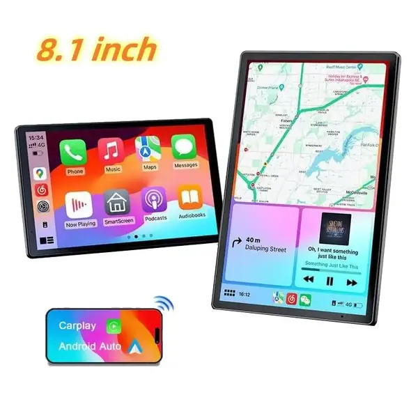 10.26 Inch 4K Ultra HD/8.1 inch 1080P Portable Car Stereo with Wireless Carplay screen, Carplay Radio touchScreen,Car Video P...