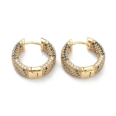 Brass Micro Pave Cubic Zirconia Huggie Hoop Earrings