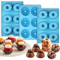 Mini Fluted Tube Pan Silicone 6-Cavity(3PCS), Multi-Cavity small Cake Baking Pan, mini moldes para chocoflan