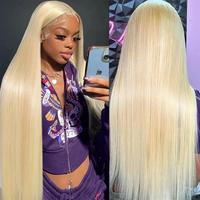 613 Blonde HD 13x6 Lace Frontal Wigs Pre plucked 13x4 Straight Blonde Lace Front Human Hair Wigs For Women Can Be Dyed 200% D...