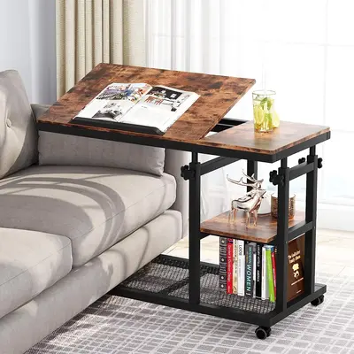 Tribesigns Height Adjustable C Table Mobile Couch Sofa Bedside Laptop Desk