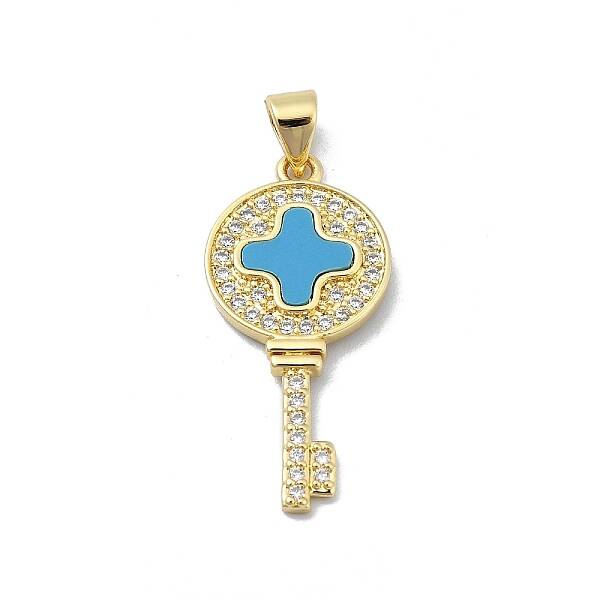 Brass Micro Pave Clear Cubic Zirconia Pendants