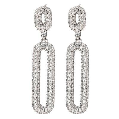 Brass Micro Pave Cubic Zirconia Dangle Stud Earrings