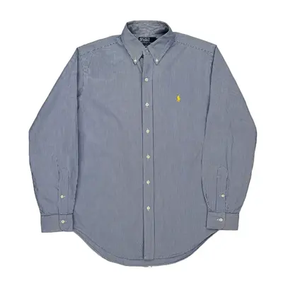 Classic Fit Polo By Ralph Lauren Striped Shirt - Medium Blue Cotton