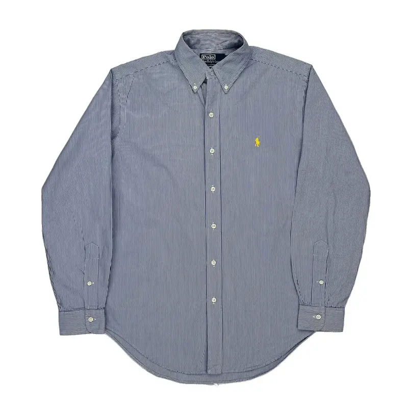 Classic Fit Polo By Ralph Lauren Striped Shirt - Medium Blue Cotton