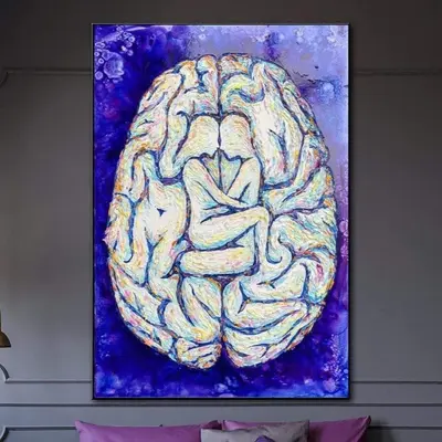 Large original abstract brain painting on canvas Contemporary Love Painting Medical Painting Contemporary Romantic Oil Painti...