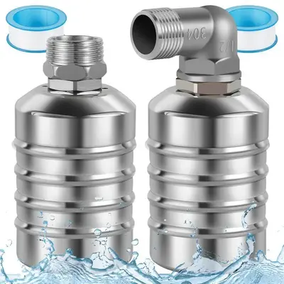 Water Level Control Float Valve, 2 Counts 304 Stainless Steel Fully Automatic Mini Floating Ball Valve, Auto Shut Off Water ...