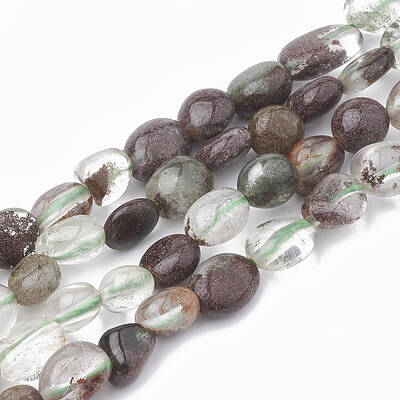 Natural Green Lodolite Quartz/Garden Quartz Beads Strands
