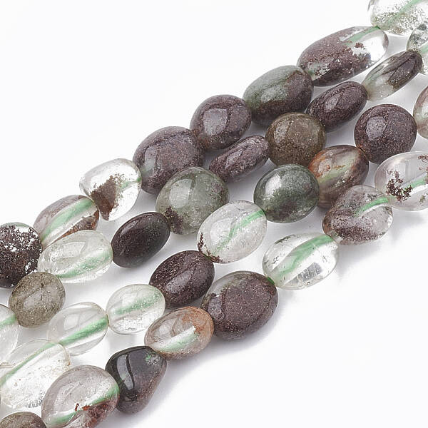 Natural Green Lodolite Quartz/Garden Quartz Beads Strands