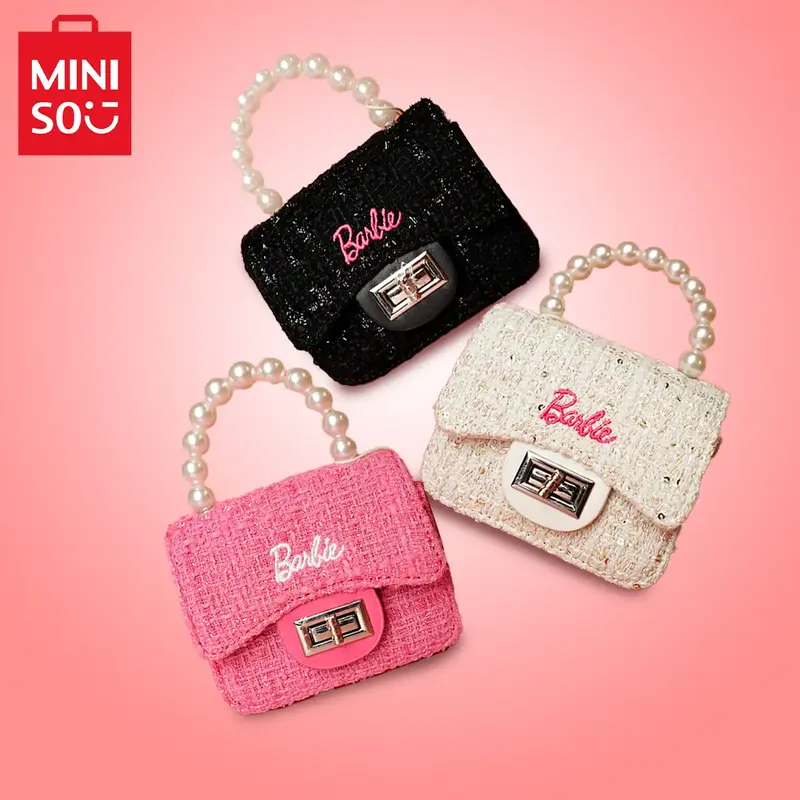 MINISO x Barbie Love Series Mini Crossbody Jelly Bag - Cute Handbag Mini Girls Bag with Pearl Chain Cute Birthday Gift Basket