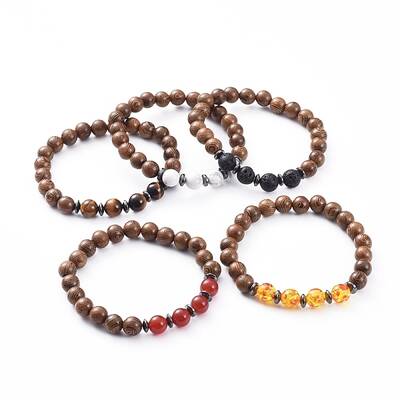 Unisex Wood Beads Stretch Bracelets
