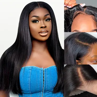 Wear and Go Glueless Wig 13x4 Straight Lace Front Wig Pre Plucked Hairline & Bleached Knots