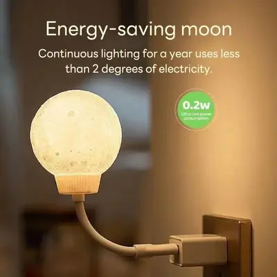 Moon Lamp USB Intelligent Voice Control Night Light, 3 Level Brightness Moon Night Light, for Home Bedroom Living Room