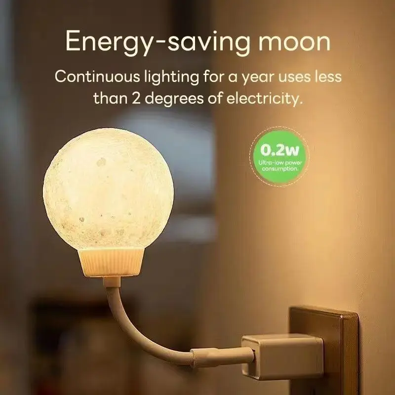 Moon Lamp USB Intelligent Voice Control Night Light, 3 Level Brightness Moon Night Light, for Home Bedroom Living Room