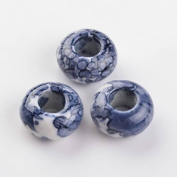 Dyed Rondelle Natural Ocean White Jade Beads