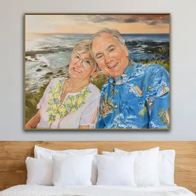 Colorful Grandparents Paintings from Photo Abstract Painting Wall Art Decor for Home | PAINTING FROM PHOTO #69