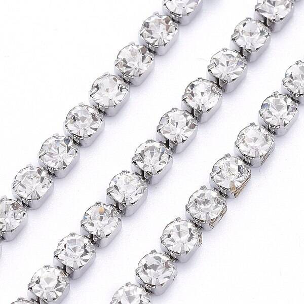 304 Stainless Steel Rhinestone Strass Chains