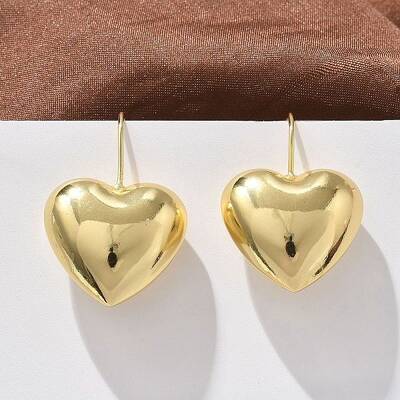 Heart Brass Dangle Earrings