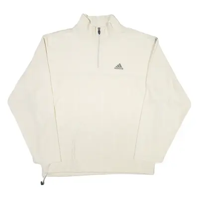 ADIDAS Mens Sweatshirt Cream 1/4 Zip S