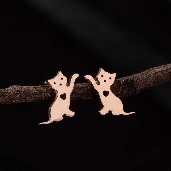 Stainless Steel Small Animal Stud Earrings for Women