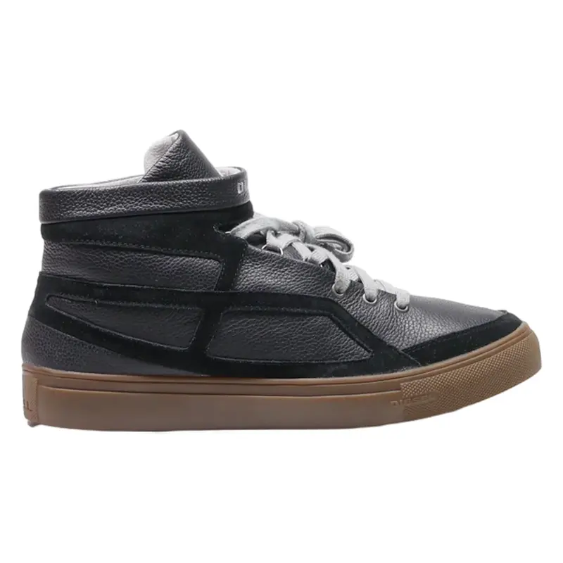 DIESEL High Top Trainers Black Leather Mens UK 7.5