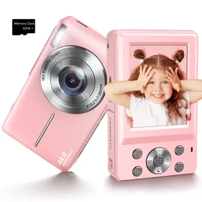 1080P 44MP Digital Camera, Compact Mini Digital Camera with 32G Memory Card, Photography Entry-level Best Gift
