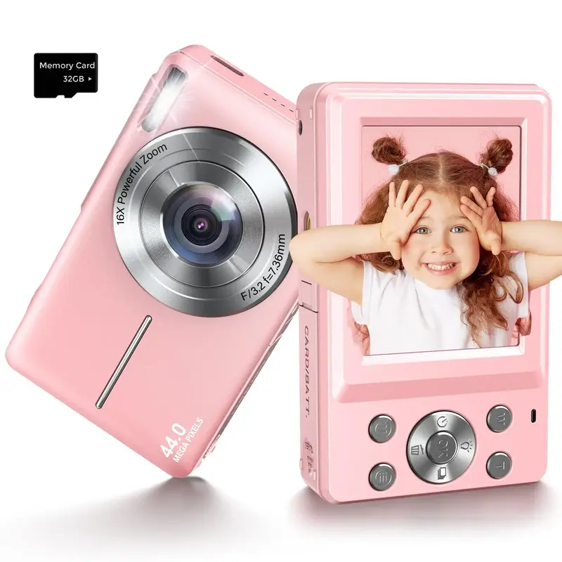 1080P 44MP Digital Camera, Compact Mini Digital Camera with 32G Memory Card, Photography Entry-level Best Gift