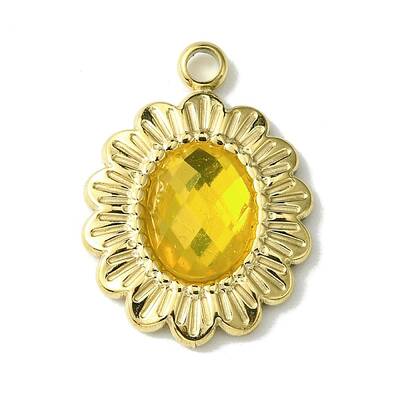 Ion Plating(IP) Real 14K Gold Plated 304 Stainless Steel with Glass Pendant