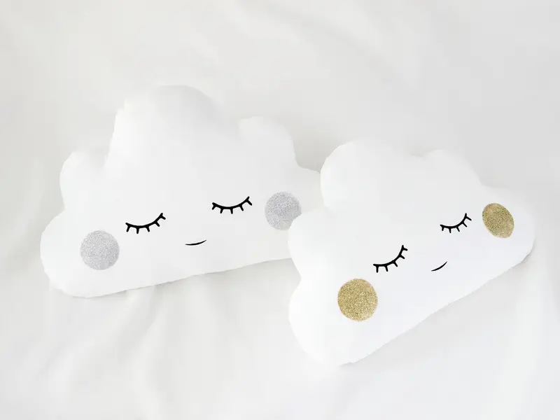 Sleepy White Small Cloud Pillow with Glitter Cheeks