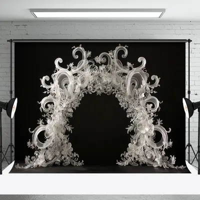 Black White Special Shaped Arch Wedding Backdrop