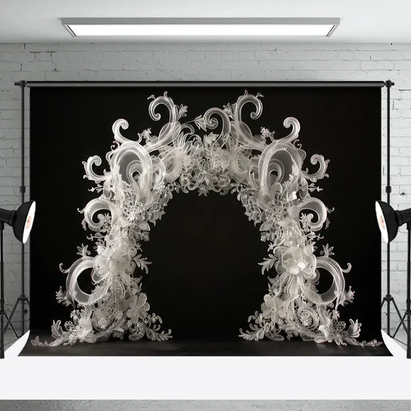 Black White Special Shaped Arch Wedding Backdrop