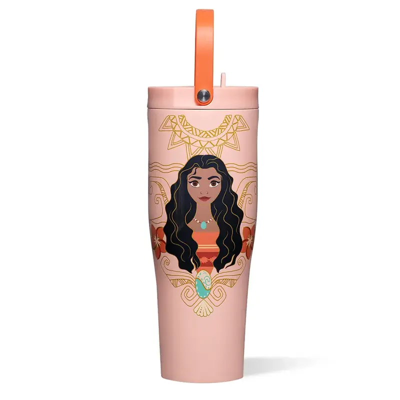 Disney Princess Go Cup XL 30oz Leakproof Silicone Water Bottle Portable Drinkware with Flexible Handle & Disney Princess Desi...