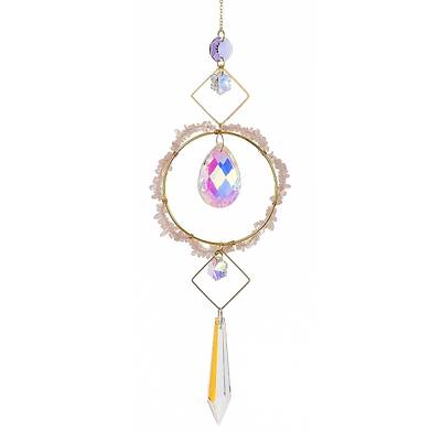 Natural Rose Quartz Chips Hanging Ornaments