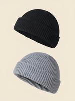 Men's Solid Color Knit Beanie Hat, Casual Street Soft Comfortable Beanie Cap for Fall & Winter, Fashion Accessories for Daily...