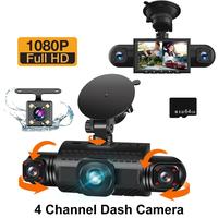 4 Channel Dash Camera for Car, 1 Set 360° Swivel Camera, Full HD Front & Rear & Left & Right Camera, Loop Recording Reversin...