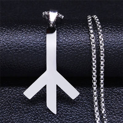 304 Stainless Steel Death Rune Symbol Pendant Necklaces