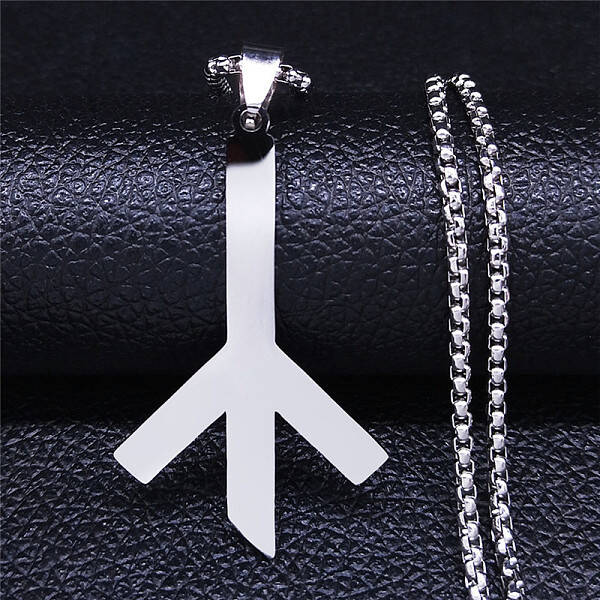 304 Stainless Steel Death Rune Symbol Pendant Necklaces