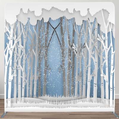 Aperturee Winter Forest Scene Decoupage Square Tension Backdrop | Photography Backdrops | Photography Cloth Backdrop | Photog...